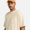 Camiseta masculina de tecido pesado com bolso no peito Camiseta masculina de tecido pesado com bolso no peito