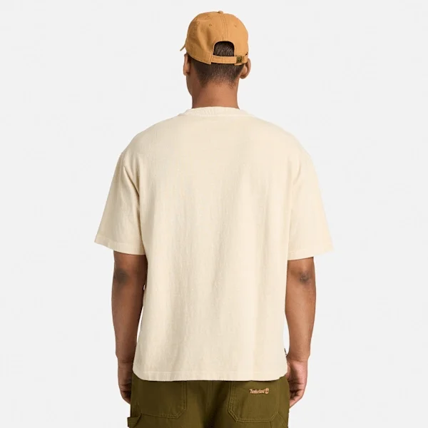Camiseta masculina de tecido pesado com bolso no peito Camiseta masculina de tecido pesado com bolso no peito