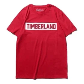 Camisola casual de manga curta com logótipo Timberland, vermelha