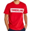 Camisola casual de manga curta com logótipo Timberland, vermelha