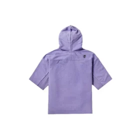 Camisola com capuz casual de manga curta com logótipo impresso, roxa