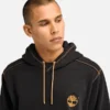 Camisola com capuz e logótipo com costura contrastante para homem – Preto Camisola com capuz e logótipo com costura contrastante para homem – Preto