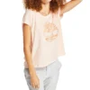 Camisola de manga curta com logótipo rosa