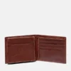 Carteira bifold em couro moído para homem, em castanho Carteira bifold em couro moído para homem, em castanho