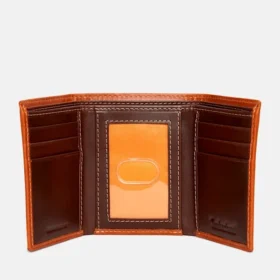 Carteira tripartida masculina em couro encerado
