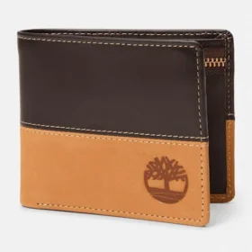 Carteiras com passe de couro misto Wheatlock para homem com bolso para moedas