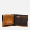 Carteiras com passe de couro misto Wheatlock para homem com bolso para moedas