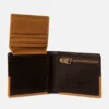 Carteiras com passe de couro misto Wheatlock para homem com bolso para moedas
