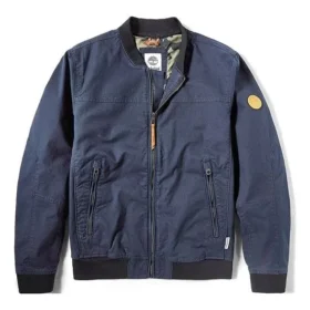 Casaco de aviador Timberland com zíper no bolso e logótipo, azul