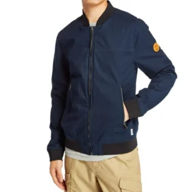 Casaco de aviador Timberland com zíper no bolso e logótipo, azul