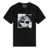 Casual com gola redonda e estampado, masculino, Preto