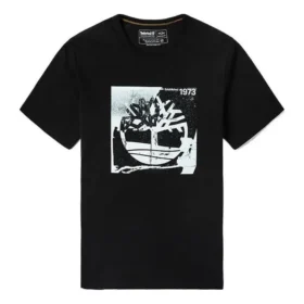 Casual com gola redonda e estampado, masculino, Preto