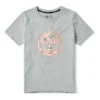 Casual de gola redonda e calções com estampado cinzento