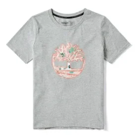 Casual de gola redonda e calções com estampado cinzento