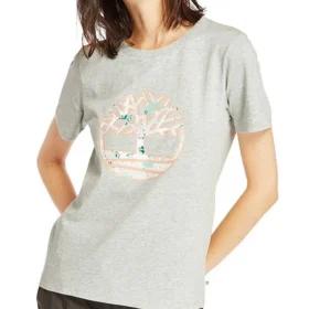Casual de gola redonda e calções com estampado cinzento