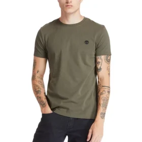 Casual de gola redonda para homem, verde