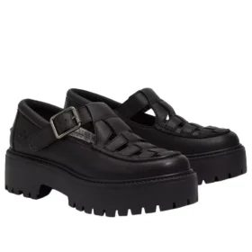 Plataforma Stone Street com fivela “Preto Full Grain”