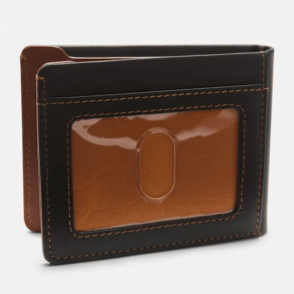 Porta-notas masculino bicolor com janela traseira para porta-documentos Porta-notas masculino bicolor com janela traseira para porta-documentos
