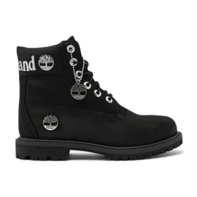 Premium Waterproof Boot de 6 Polegadas “Nubuck Preto com Logótipo Prateado”