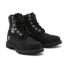 Premium Waterproof Boot de 6 Polegadas “Nubuck Preto com Logótipo Prateado”