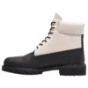 Premium Waterproof Boot de 6 polegadas para escola de esqui “Couro Helcor preto e branco”