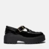 Sapatos femininos de plataforma com fivela em couro envernizado Stone Street Sapatos femininos de plataforma com fivela em couro envernizado Stone Street