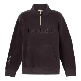 Sweatshirt com zíper de 1/4 e logótipo linear “Preto”