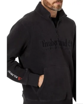 Sweatshirt com zíper de 1/4 e logótipo linear “Preto”