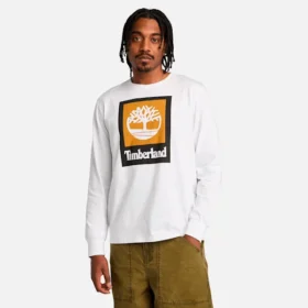 T-shirt de manga comprida para homem com logótipo Stack colorido