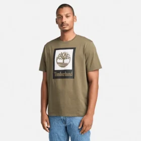 T-shirt de manga curta com logótipo empilhado