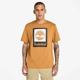 T-shirt de manga curta com logótipo empilhado