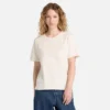 T-shirt de manga curta Dunstan para mulher – Branco vintage