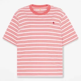 T-shirt de manga curta às riscas para mulher