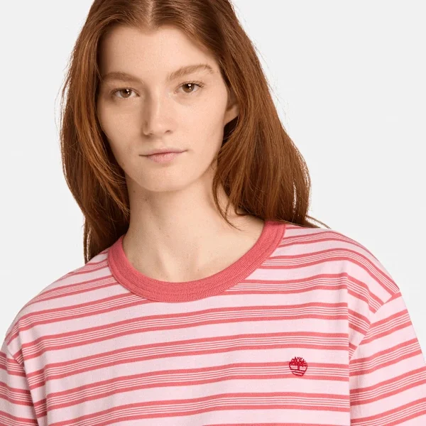 T-shirt de manga curta às riscas para mulher T-shirt de manga curta às riscas para mulher