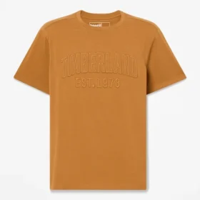 T-shirt masculina com logótipo bordado e efeito desgastado
