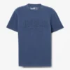 T-shirt masculina com logótipo bordado e efeito desgastado T-shirt masculina com logótipo bordado e efeito desgastado
