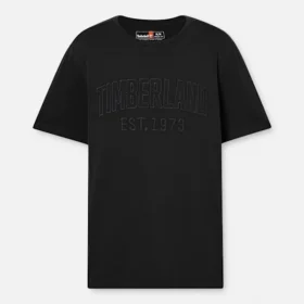 T-shirt masculina com logótipo bordado e efeito desgastado