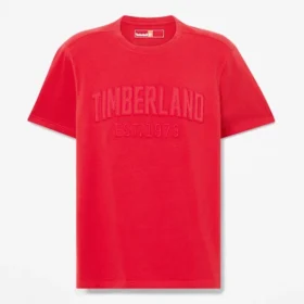 T-shirt masculina com logótipo bordado e efeito desgastado