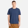 T-shirt masculina com logótipo bordado e efeito desgastado T-shirt masculina com logótipo bordado e efeito desgastado