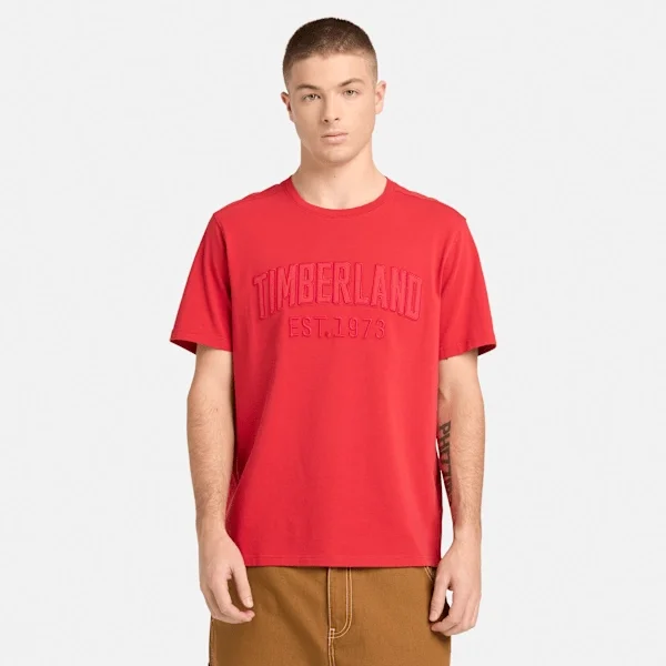 T-shirt masculina com logótipo bordado e efeito desgastado T-shirt masculina com logótipo bordado e efeito desgastado