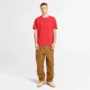 T-shirt masculina com logótipo bordado e efeito desgastado T-shirt masculina com logótipo bordado e efeito desgastado