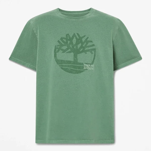 T-shirt masculina com logótipo gráfico tingida na peça T-shirt masculina com logótipo gráfico tingida na peça