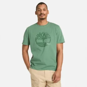T-shirt masculina com logótipo gráfico tingida na peça