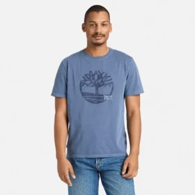 T-shirt masculina com logótipo gráfico tingida na peça