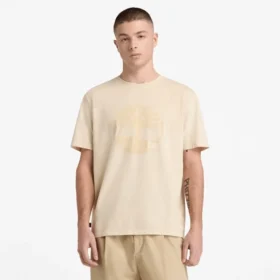 T-shirt masculina com logótipo gráfico tingida na peça