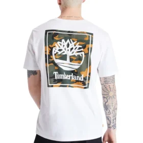 Timberland Calções Manga Curta com Estampado nas Costas Branco
