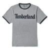 Timberland Camisa de manga curta cinzenta com logótipo e gola em blocos de cor