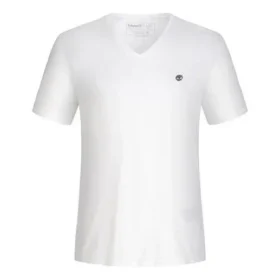 Timberland Camiseta de manga curta com decote em V e logótipo bordado Branca