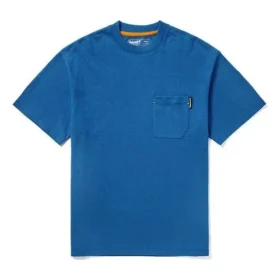 Timberland Cargo com Padrão Amarelo, Gola Redonda e Calções com Manga Curta, Azul