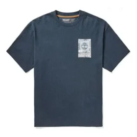 Timberland com logótipo estampado, gola redonda, azul